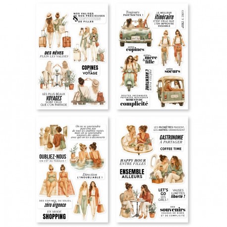 FDA226003   FLORILEGES DESIGN COLLECTION HORIZONS 4 PLANCHES STICKERS COPINES DE VOYAGE