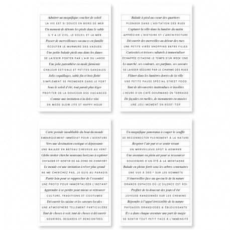 FDA226002   FLORILEGES DESIGN COLLECTION HORIZONS 4 PLANCHES STICKERS PHRASES VOYAGEUSES