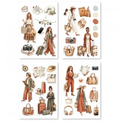 FDA226001   FLORILEGES DESIGN COLLECTION HORIZONS 4 PLANCHES STICKERS LES VOYAGEUSES