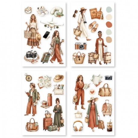 FDA226001   FLORILEGES DESIGN COLLECTION HORIZONS 4 PLANCHES STICKERS LES VOYAGEUSES