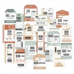 FDDC226002   FLORILEGES DESIGN COLLECTION HORIZONS 20 DIE CUTS IMPRIMÉS ÉTIQUETTES VOYAGE
