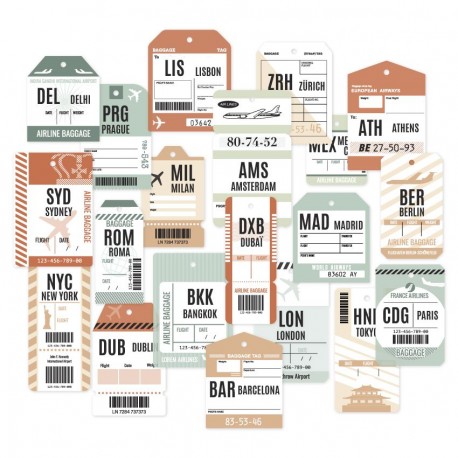 FDDC226002   FLORILEGES DESIGN COLLECTION HORIZONS 20 DIE CUTS IMPRIMÉS ÉTIQUETTES VOYAGE