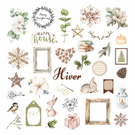 KADCC46   LES ATELIERS DE KARINE HISTOIRES AU NATUREL  DIE CUTS CALQUES x35 pièces