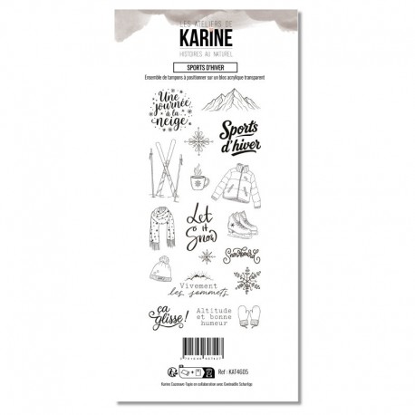 KAT4605  LES ATELIERS DE KARINE HISTOIRES AU NATUREL TAMPON CLEAR SPORTS D'HIVER