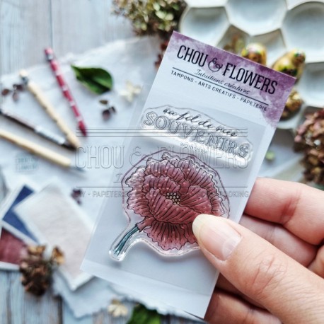 FAM102  CHOU & FLOWERS COLLECTION LA CLÉ DES SOUVENIRS TAMPON CLEAR FLEUR SOUVENIR