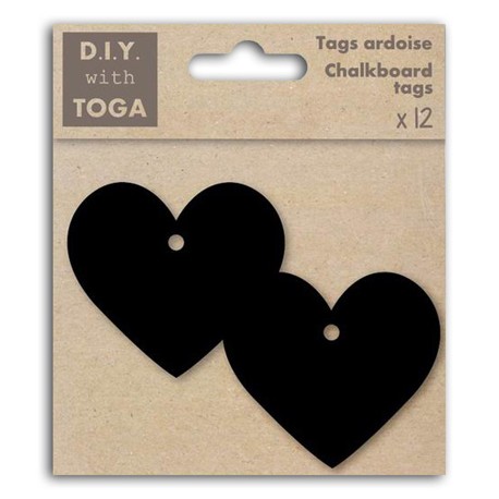 12 TAGS ARDOISE PETITS COEURS