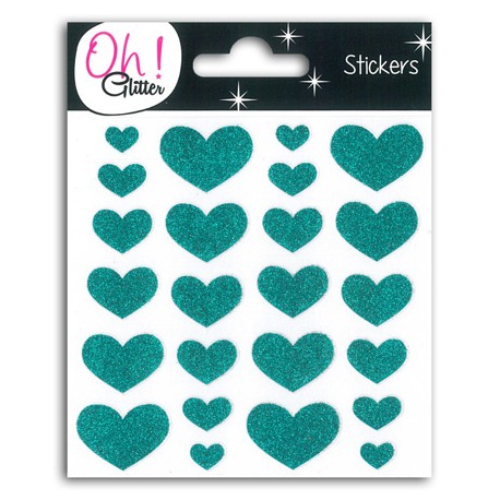 24 COEURS GLITTER TURQUOISE