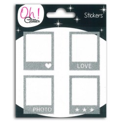 4 POLAROID GLITTER ARGENT