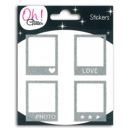 4 POLAROID GLITTER ARGENT