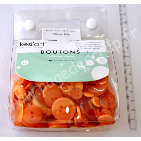 KESI'ART SACHET DE BOUTONS ORANGE 300 pièces