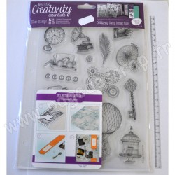 DOCRAFTS A5 CLEAR STAMP SET STEAMPUNK 16 pièces