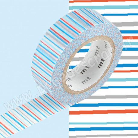 MT MASKING TAPE 15mm x 10m MOTIF RAYE MULTI BLEU SHIMA AO