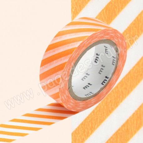 MT MASKING TAPE 15mm x 10m MOTIF RAYURES ORANGE