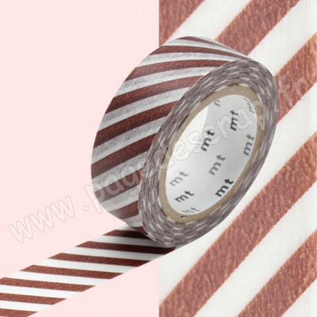 MT MASKING TAPE 15mm x 10m MOTIF RAYURES CAFE AU LAIT