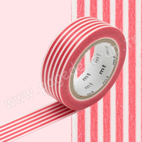 MT MASKING TAPE 15mm x 10m MOTIF LIGNES ROUGE