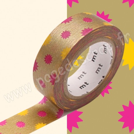 MT MASKING TAPE 15mm x 10m MOTIF SOLEILS OR