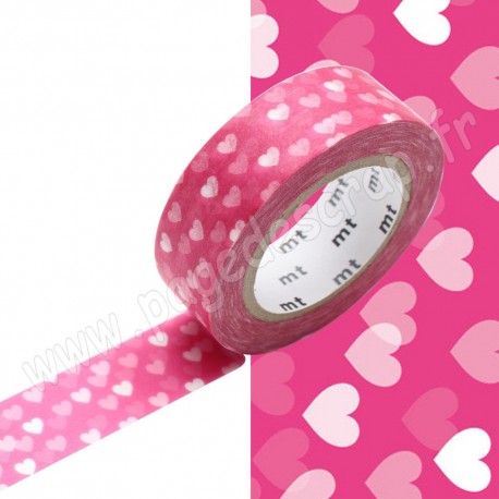 MT MASKING TAPE 15mm x 10m MOTIF NUEE DE COEURS ROSE