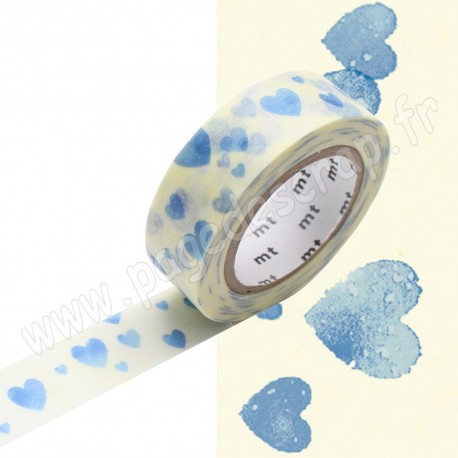 MT MASKING TAPE 15mm x 10m MOTIF NUEE DE COEURS BLEU