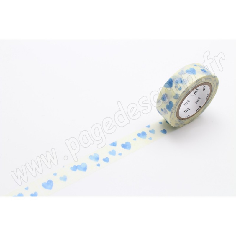 Mt Masking Tape Mt Masking Tape 15mm X 10m Motif Nuee De Coeurs Bleu