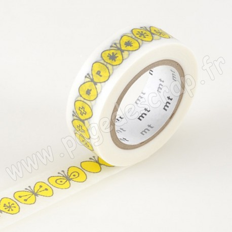 MT MASKING TAPE MINA 15mm x 10m MOTIF PAPILLON CHOUCHO YELLOW