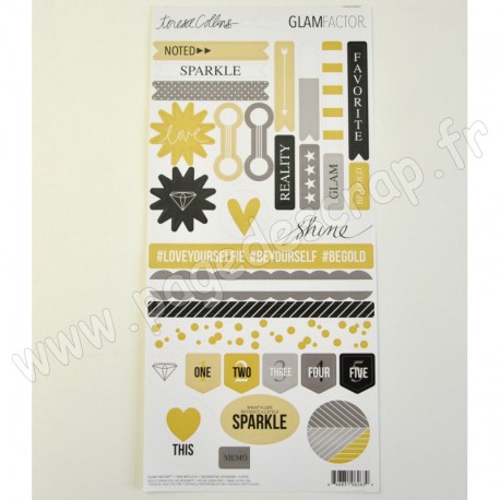 TERESA COLLINS GLAM FACTOR DECORATIVE STICKERS 31 pièces