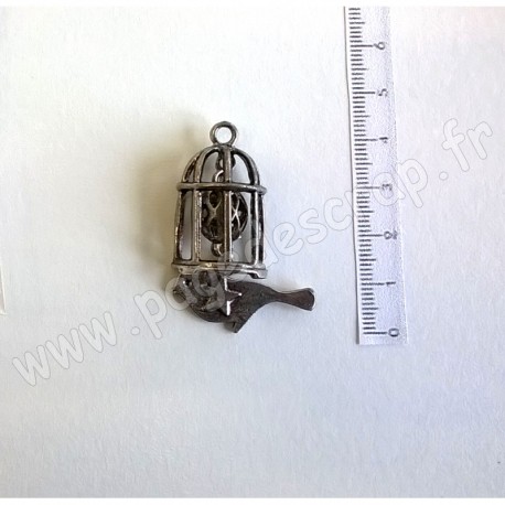 SCRAPBERRY'S CHARMS BIRDCAGE WITH A PENDANT SILVER 29 x 45 mm